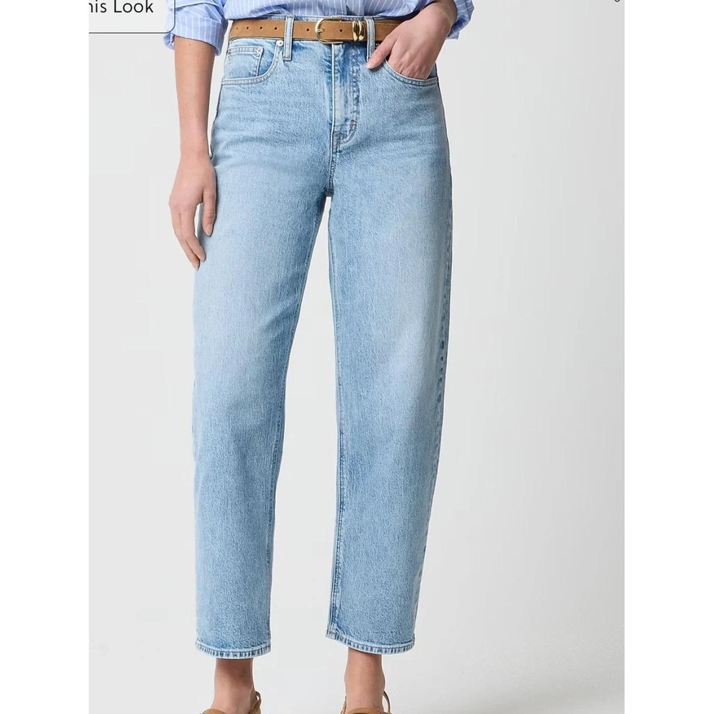 J.Crew Slim Barrel Jean 29 Light Blue High Rise Straight Wide Leg Denim Pants